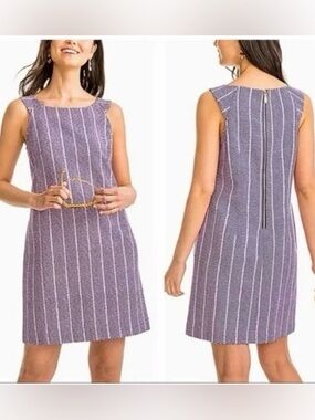 Southern Tide Audrey Cotton Sleeveless Shift Dress Exposed Zipper Sz 6